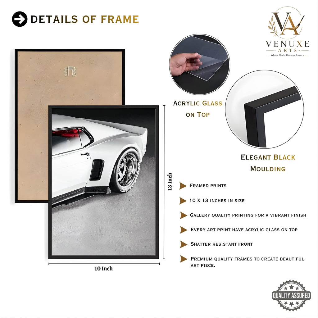 VENUXE ARTS Set Of 3 Big Sports Cars Framed Posters Gift Items for Boys Room Wall Decoration Bedroom Living Room Office Studio Décor | Car Poster Frame for Wall Décor