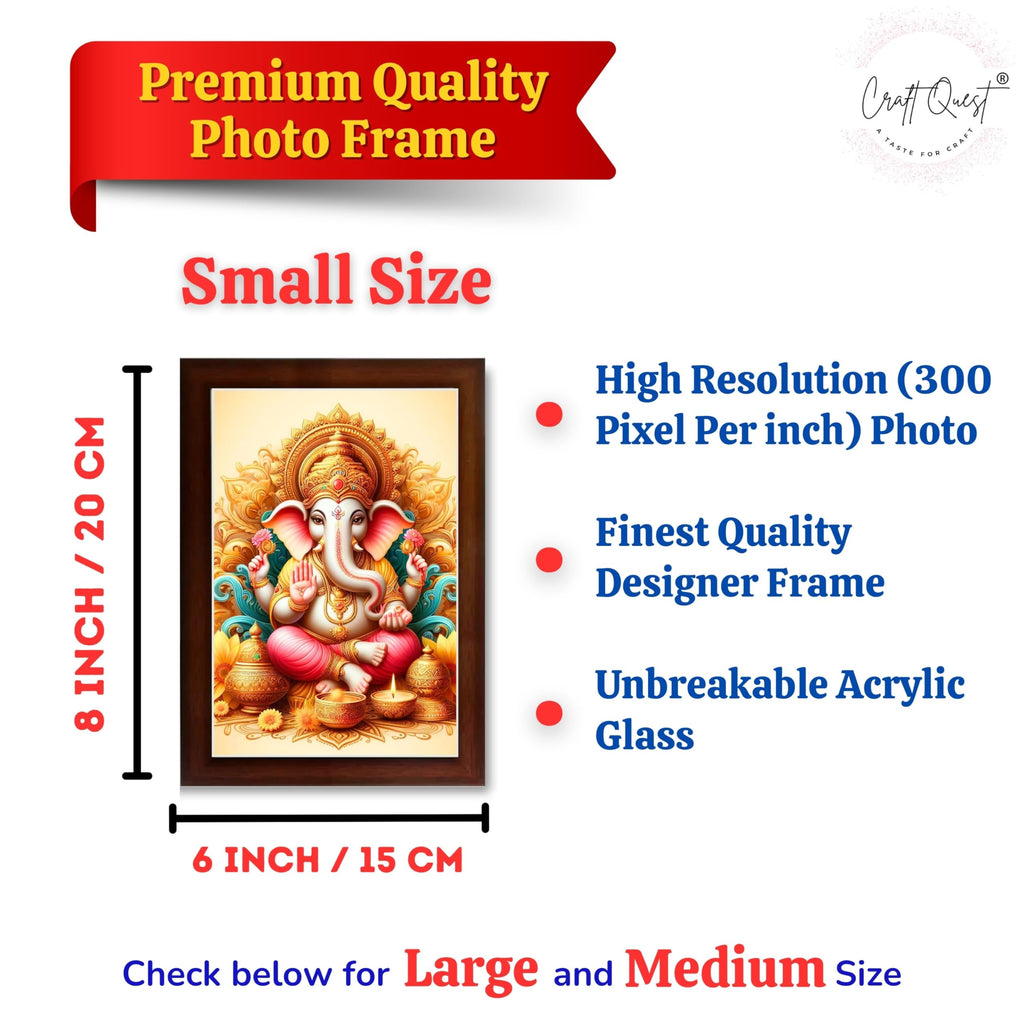 CRAFT QUEST Lord Ganesha Modern Wall Art Painting With Frame For Pooja, Home and Office Decor