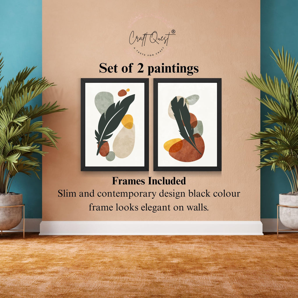 CRAFT QUEST Wall Art Decor Paintings | Set of 2 BOTONICAL Wall Art Frames for Home Decoration | Ideal for Living Room, Bedroom & Office