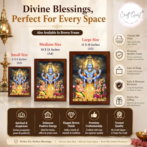 CRAFT QUEST Lord Swarnakarshana Bhairava Swamy With Lakshmi Devi and Kuber Bhagwan Religious Wall Photo Frame |Dhan Bhairav Frame for Home, Office, Temple & Gifting