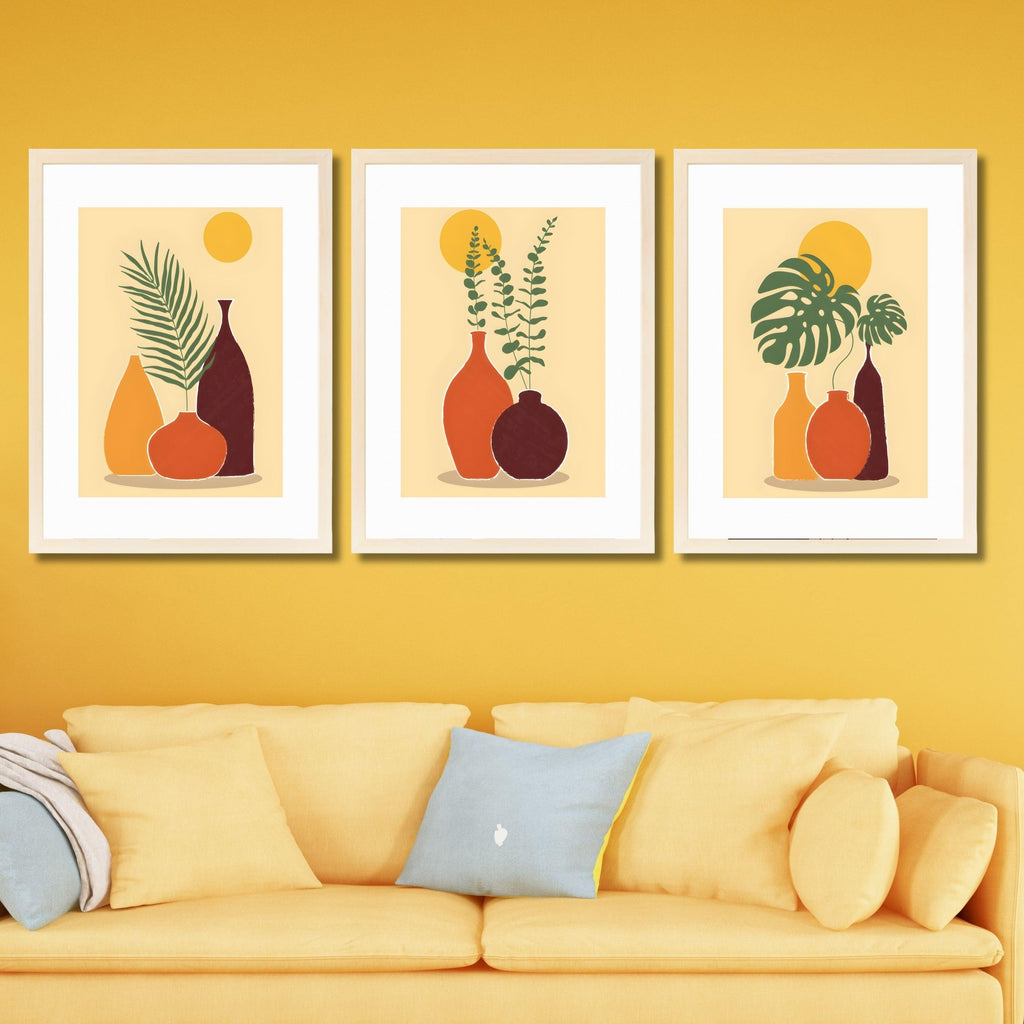 CRAFT QUEST Wall Art Decor Paintings | Set of 3 FLORAL Wall Art Frames for Home Decoration | Ideal for Living Room, Bedroom & Offices