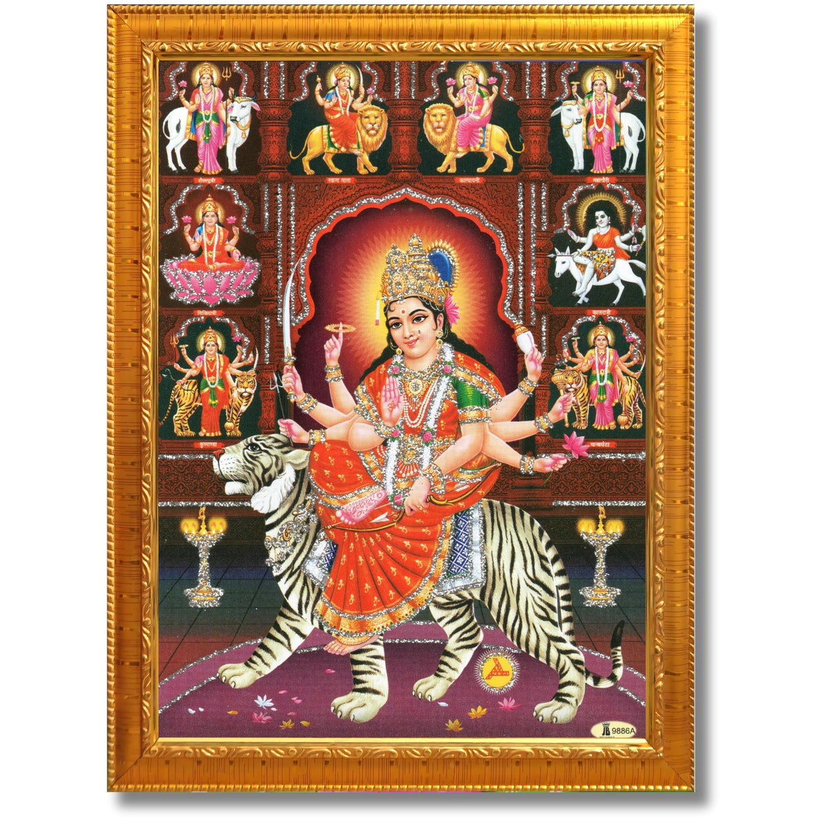 CRAFT QUEST Durga Mata Goddess Navadurga Navdurga Wall Painting Framed Home Décor