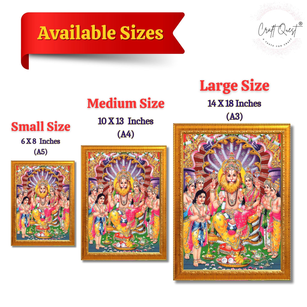 CRAFT QUEST Narasimha Swamy Lord Narsingh Bhagwan Photo Framed | Acrylic Glass, Lightweight | Ideal for Home, Office, Temple & Puja Room, Wall Decor