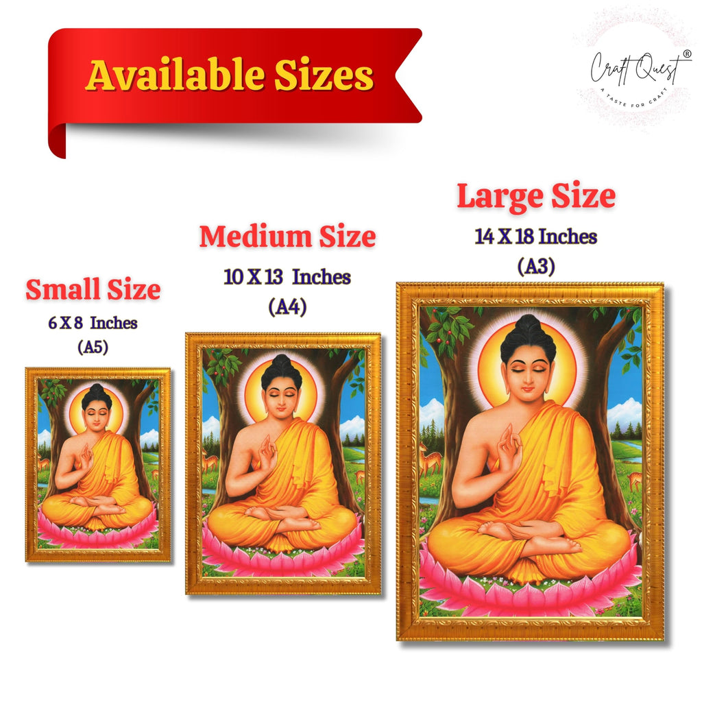 CRAFT QUEST Lord Buddha Photo Frame | Premium HD Spiritual Wall Frame | Peaceful Gautam Buddha Picture for Home Decor, Meditation Room & Office