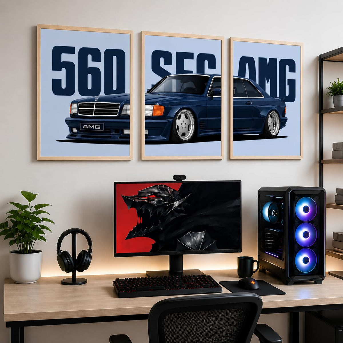 VENUXE ARTS Set Of 3 Big Sports Cars Framed Posters Gift Items for Boys Room Wall Decoration Bedroom Living Room Office Studio Décor | Car Poster Frame for Wall Décor