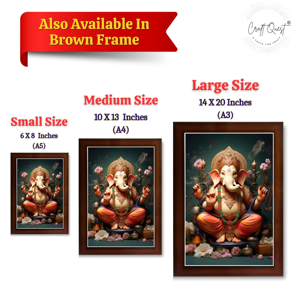 CRAFT QUEST Lord Ganesha Ganpati ji Abstract Modern Wall Painting With Frame For Home and Pooja,Office Décor