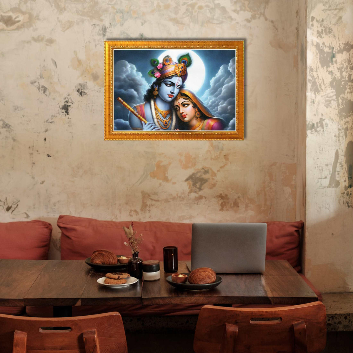CRAFT QUEST Radha Krishna Art Photo Framed Painting for Home and Bedroom Wall Decoration of Size 14X10 Inches with Frame And Acrylic Glass RK211