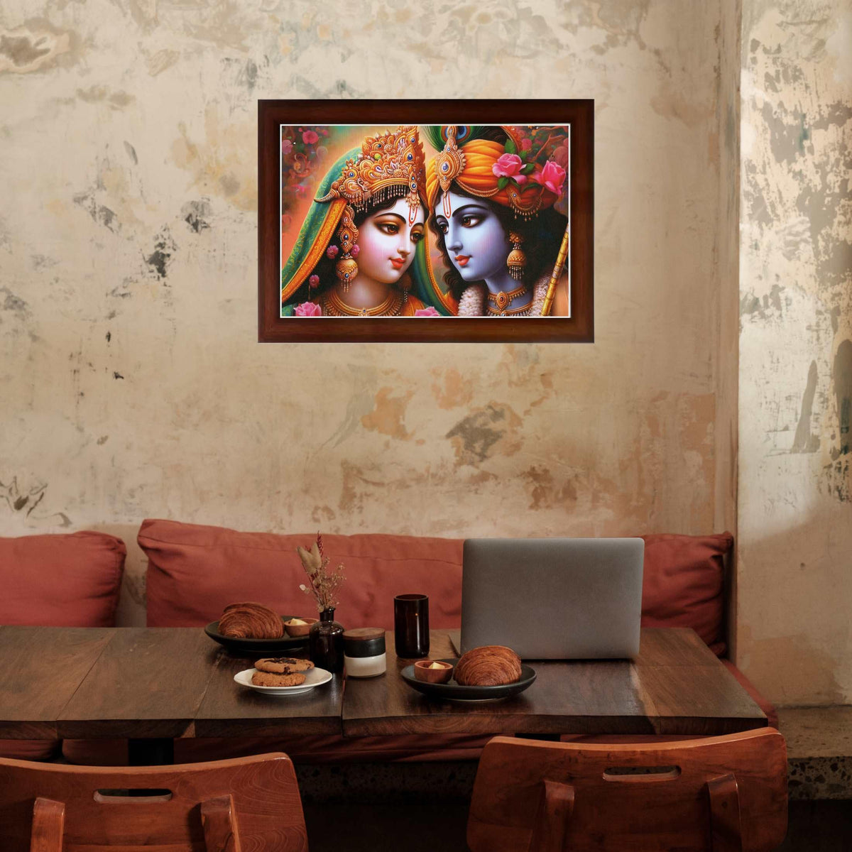 CRAFT QUEST Radha Krishna Art Photo Framed Painting for Home and Bedroom Wall Decoration of Size 14X10 Inches with Frame And Acrylic Glass RK210