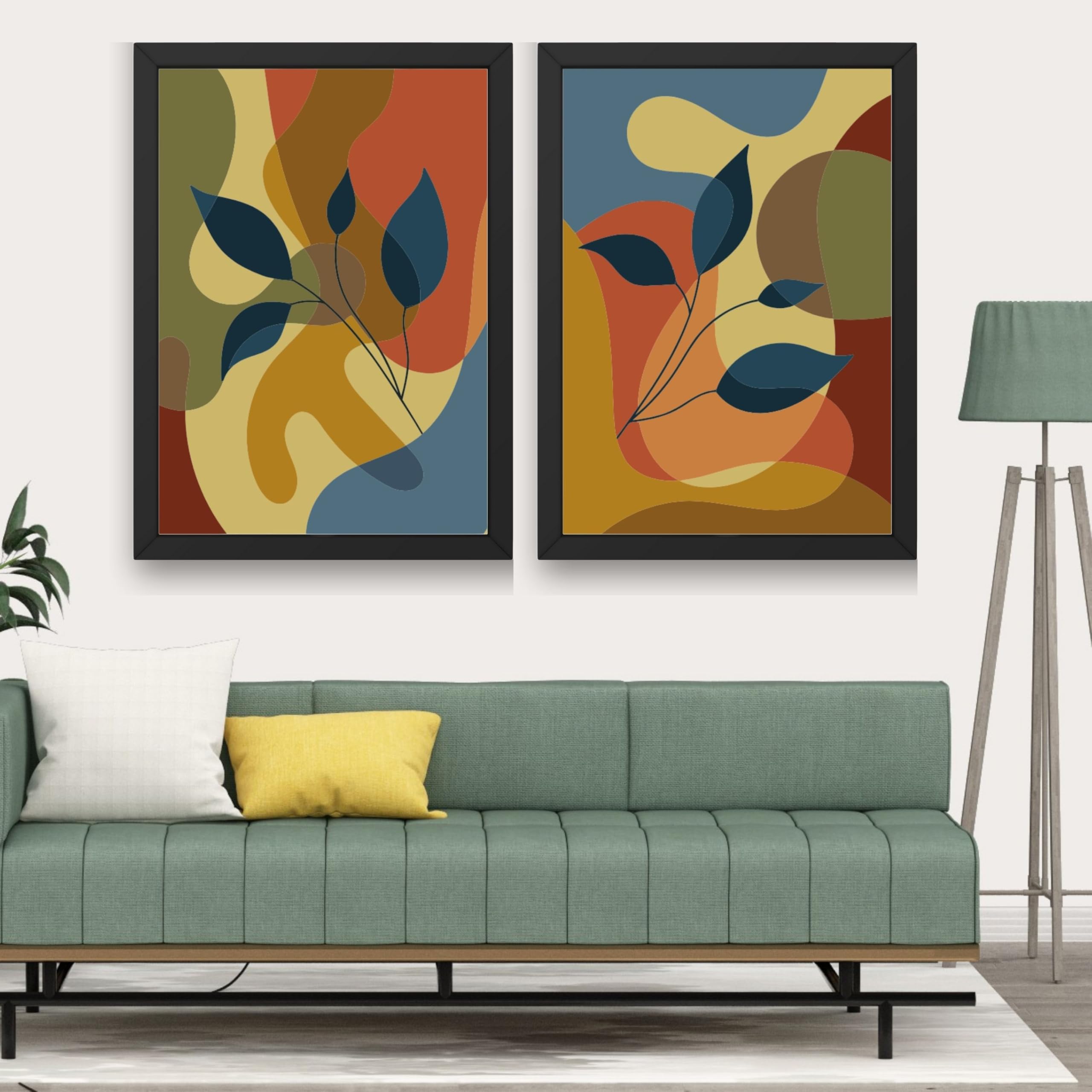 CRAFT QUEST Wall Art Decor Paintings | Set of 2 Floral Art Frames for Home Decoration | Ideal for Living Room, Bedroom & Office