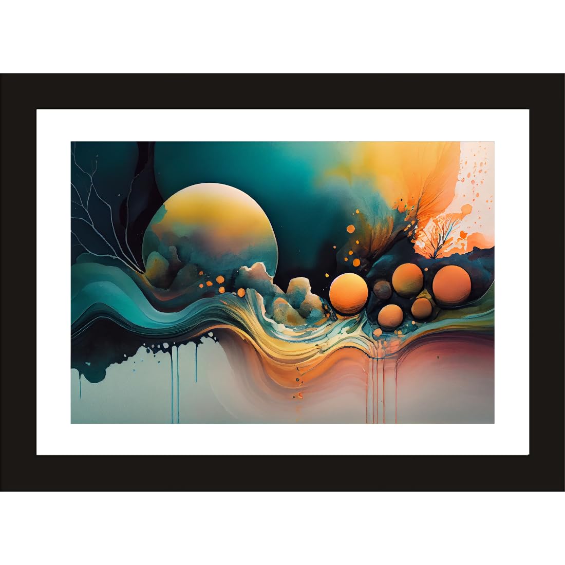 CRAFT QUEST Abstract Tropical Reverie Modern Art Poster Frame for Home & Office Wall Decoration - Portrait, Wall Display (Black, 14x10 Inch Frame with Art Print)