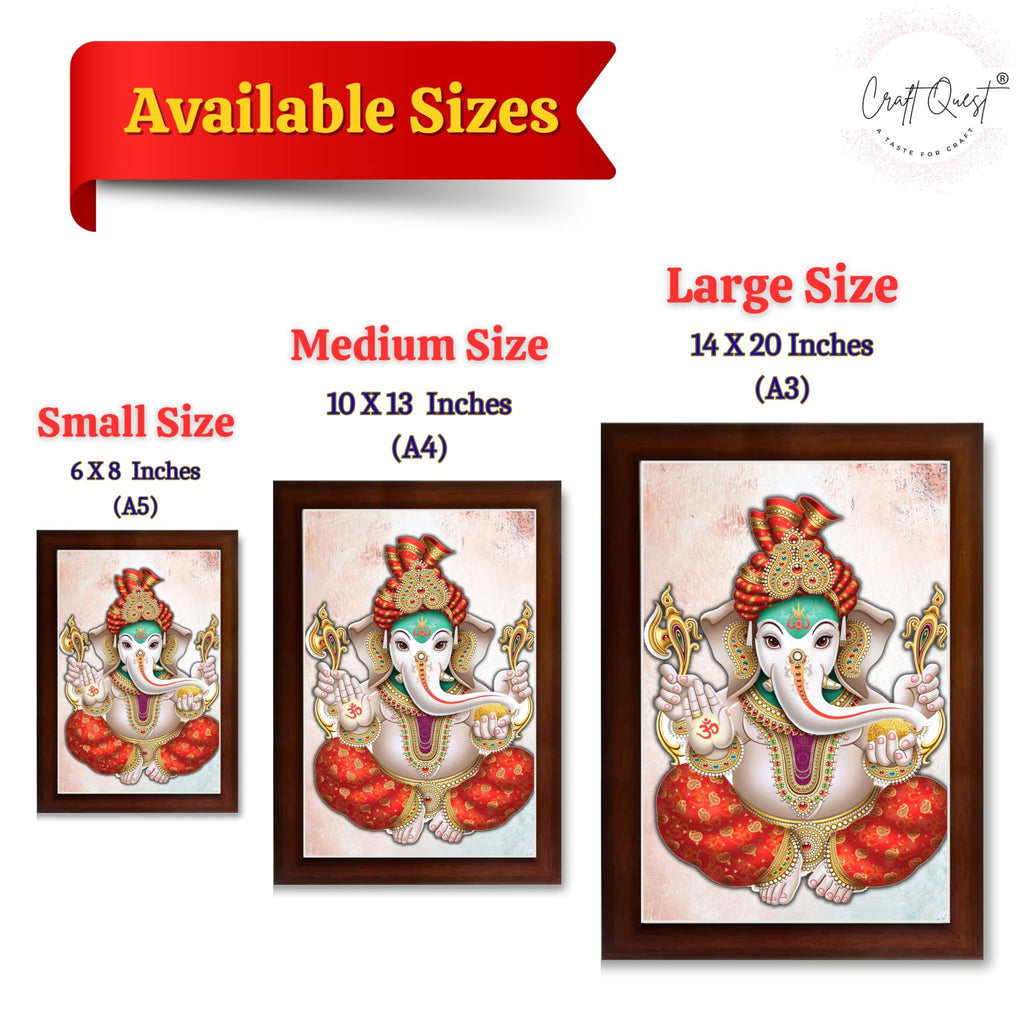 CRAFT QUEST Lord Ganesh ji Wall Hanging Frame for Living Room, Pooja Room Décor Items GA-217