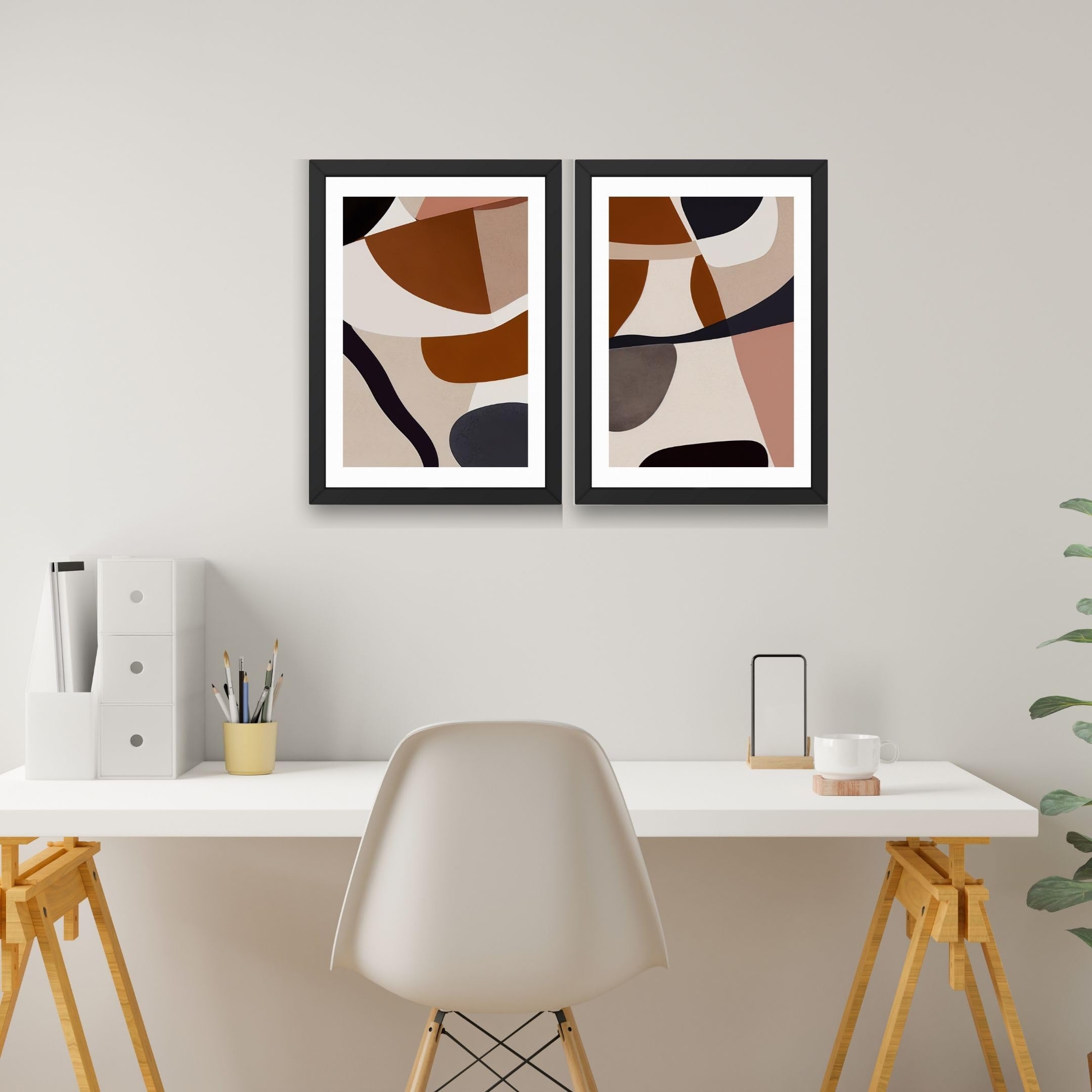 CRAFT QUEST 2 Piece Set Wall Art poster Frame Painting for Wall Decoration With Acrylic Glass, for living room,Home, Office, Restraunt