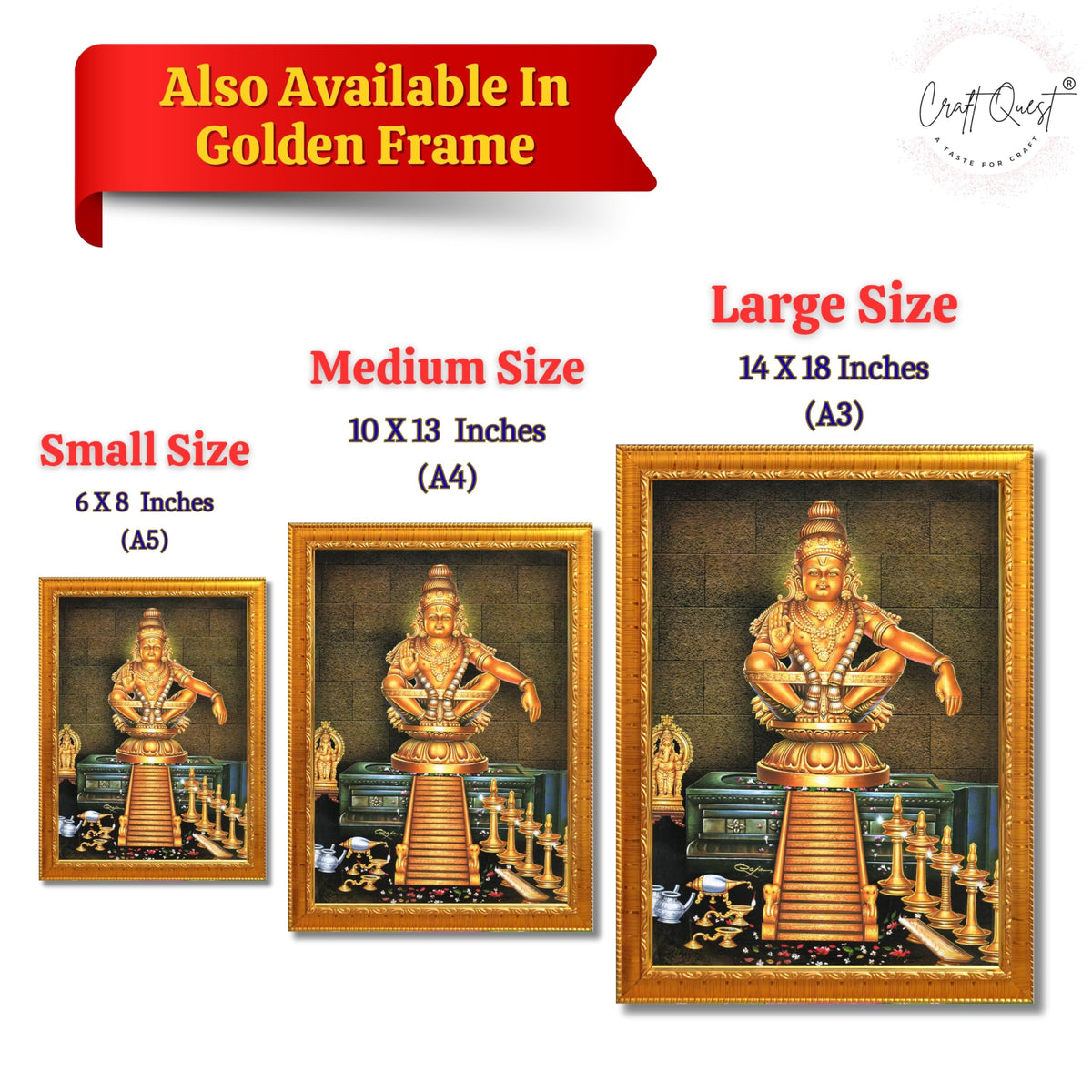 CRAFT QUEST Lord Ayyappa Swamy Ayyappan Iyyappan Photo Frame For Wall Painting,Temple, Pooja, Home Décor Items