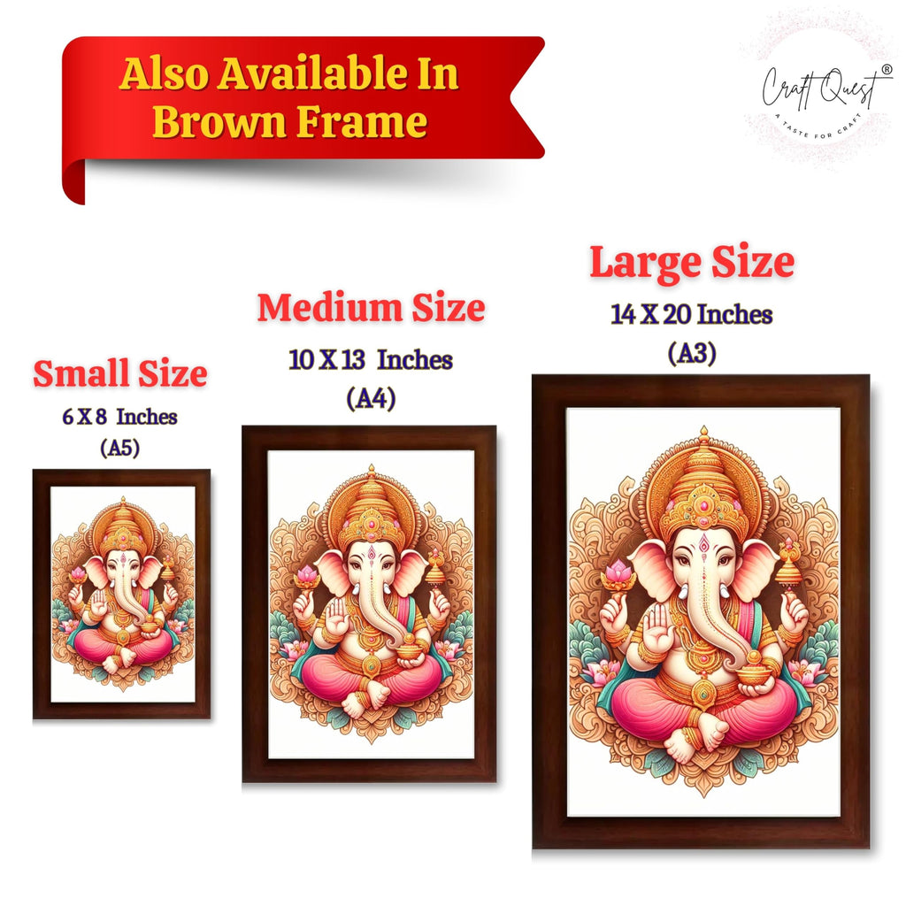 CRAFT QUEST Lord Ganesha Ganesh Ganpati Ganapathi Hanging Wall Painting Framed Home Décor