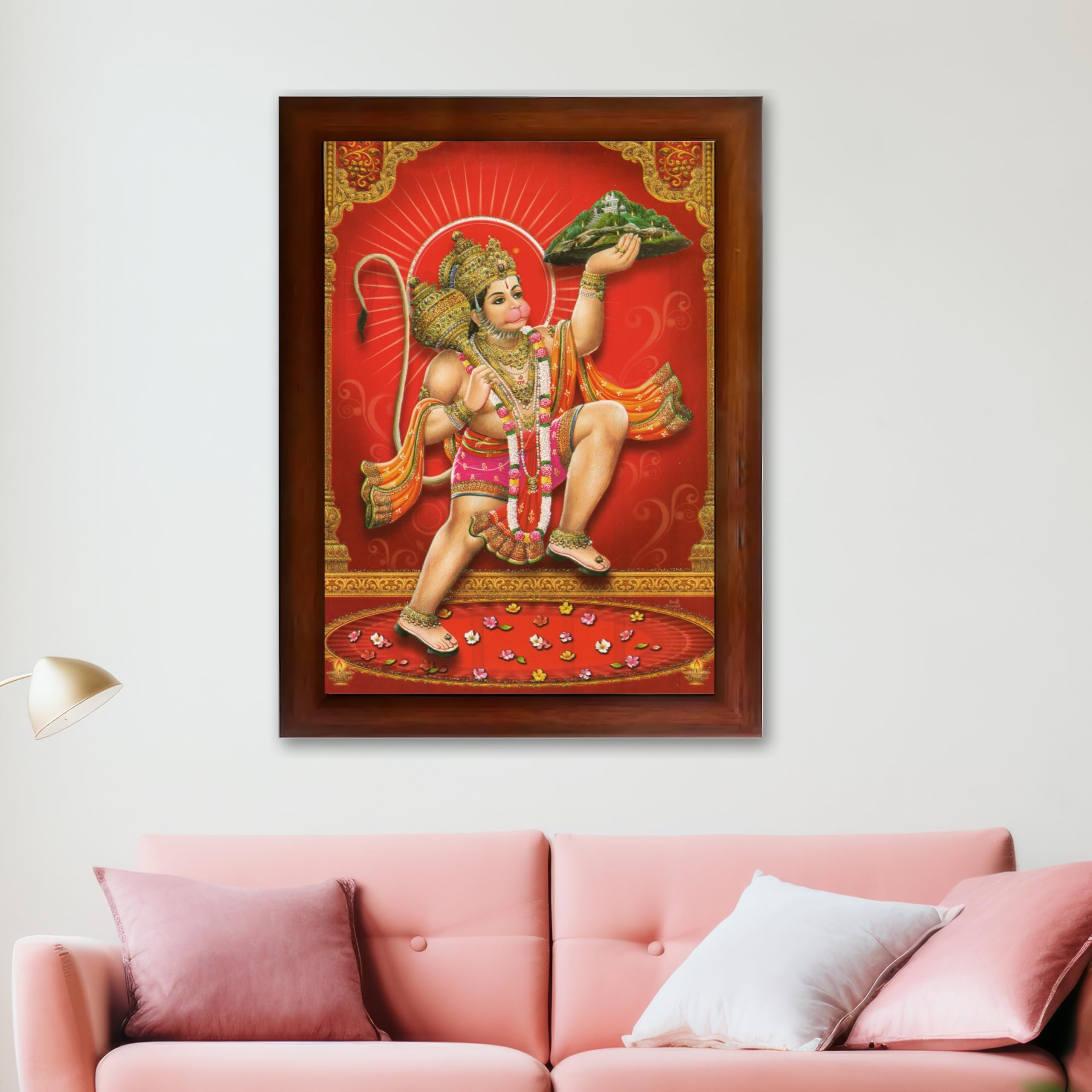 CRAFT QUEST Hanuman JI | Bajrangbali Religious Photo frame Decorative Item Synthetic frame