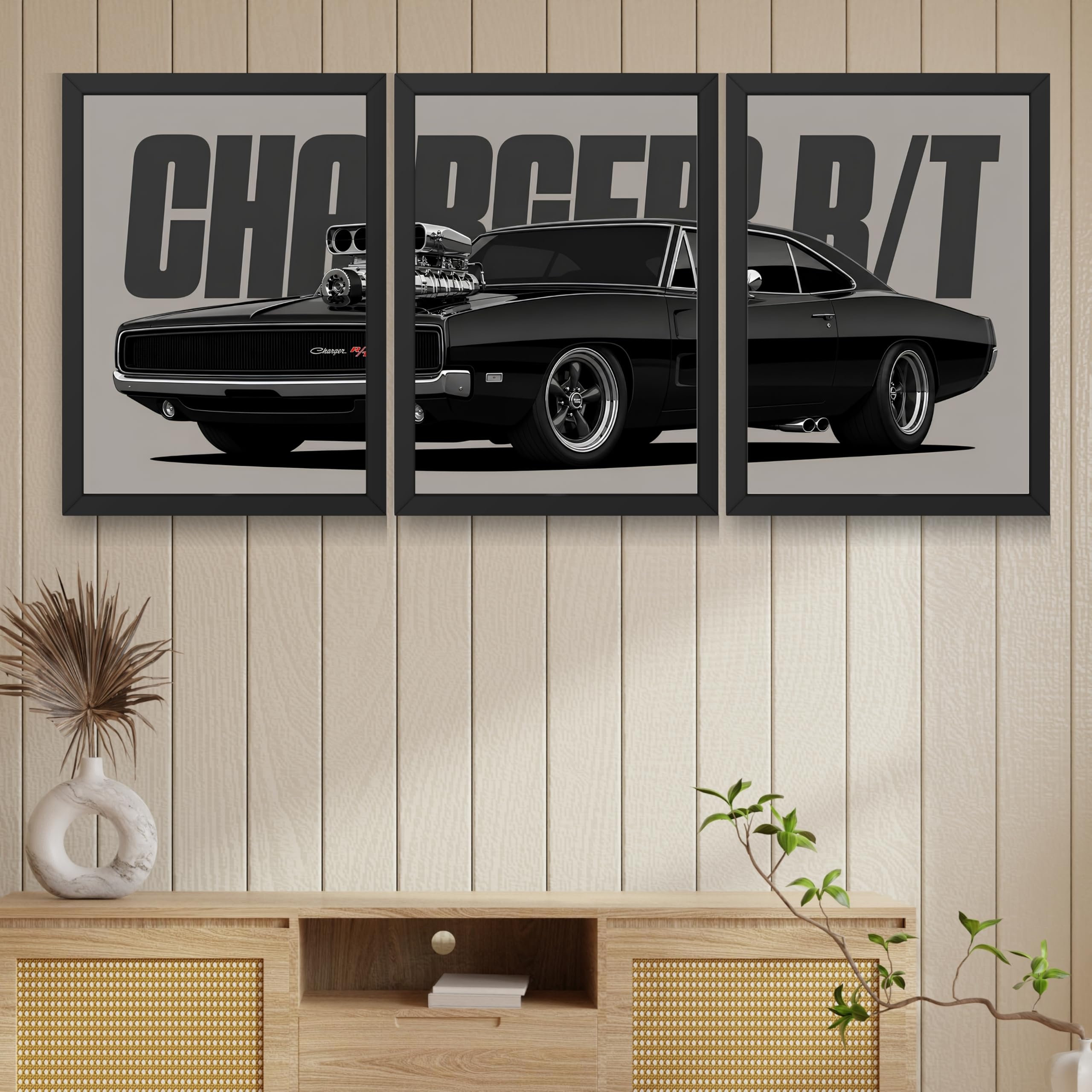 VENUXE ARTS Set Of 3 Big Sports Cars Framed Posters Gift Items for Boys Room Wall Decoration Bedroom Living Room Office Studio Décor | Car Poster Frame for Wall Décor