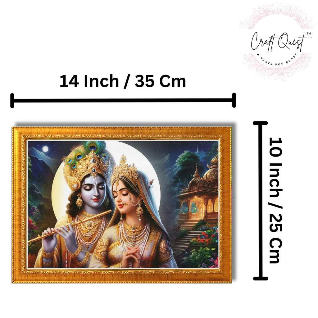 CRAFT QUEST Radha Krishna Art Photo Framed Painting for Home and Bedroom Wall Decoration of Size 14X10 Inches with Frame And Acrylic Glass RK204