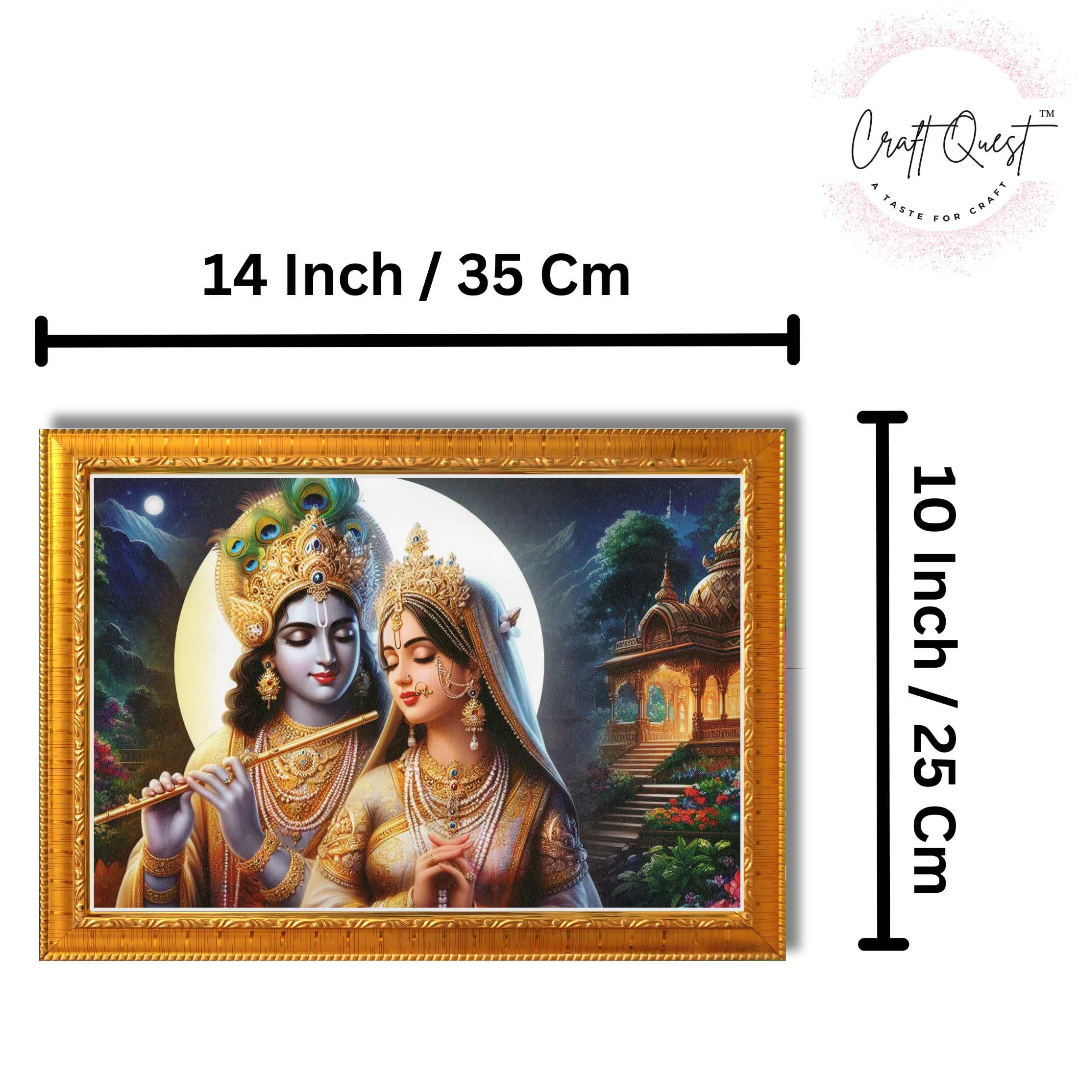 CRAFT QUEST Radha Krishna Art Photo Framed Painting for Home and Bedroom Wall Decoration of Size 14X10 Inches with Frame And Acrylic Glass RK204