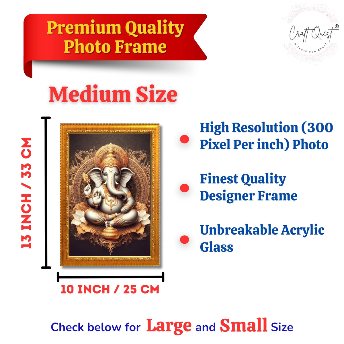 CRAFT QUEST Ganesh Ganesha Ganesh God Frame for Pooja Room & Wall Decor