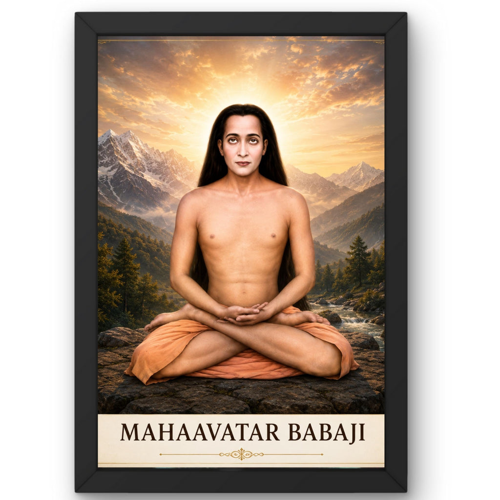 CRAFT QUEST Shree Mahavatar Babaji Portrait Photo Frame for Wall | Spiritual Guru Religious Wall Art | Devotional Photo for Home, Mandir, Puja Room & Gifting