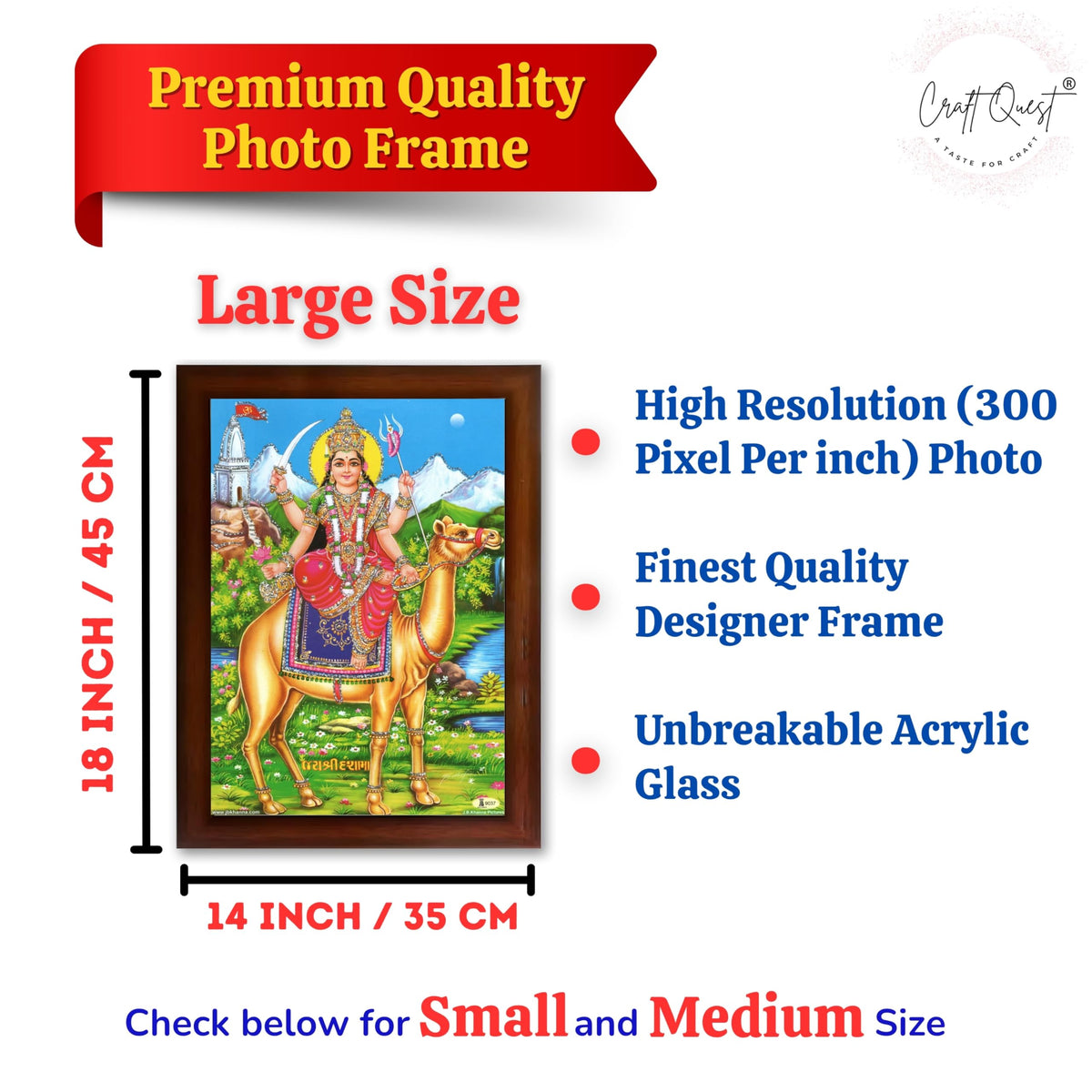 CRAFT QUEST Dasha Devi Mata Maa Shri Momai Dashamaa Wall Painting For Home Decor wooden framed