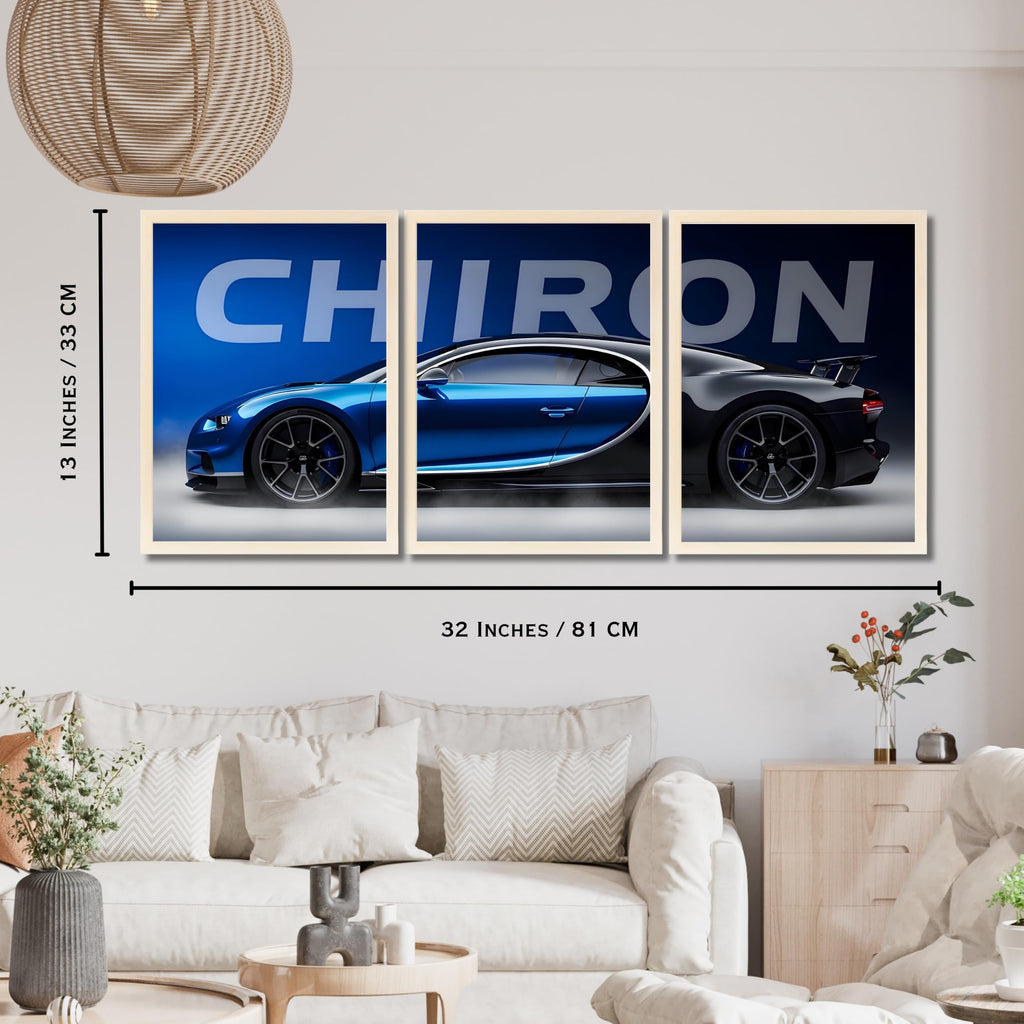 VENUXE ARTS Set Of 3 Big Sports Cars Framed Posters Gift Items for Boys Room Wall Decoration Bedroom, Living Room, Office, Studio Décor | Car Poster Frame for Wall Décor