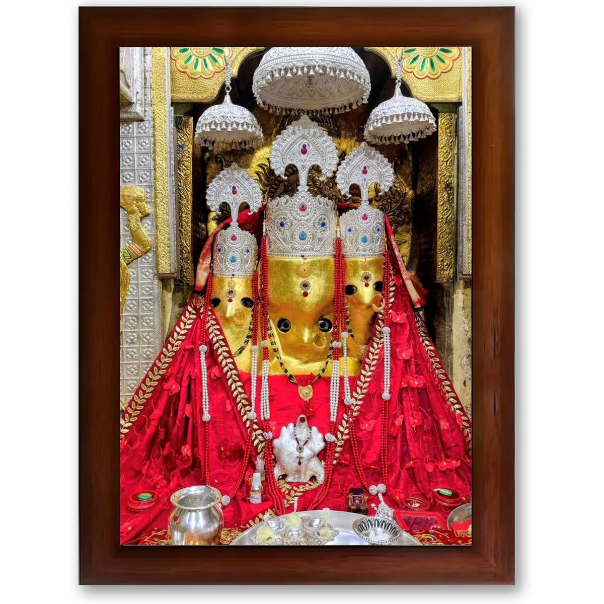 CRAFT QUEST Baglamuklhi maa/mata wodden Religious Photo Frame for Home, Office