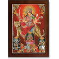 CRAFT QUEST Durga maa photo with BROWN frame, God Religious Framed Painting (Small Size, 8 X 6 Inches) DURGA0608-207B