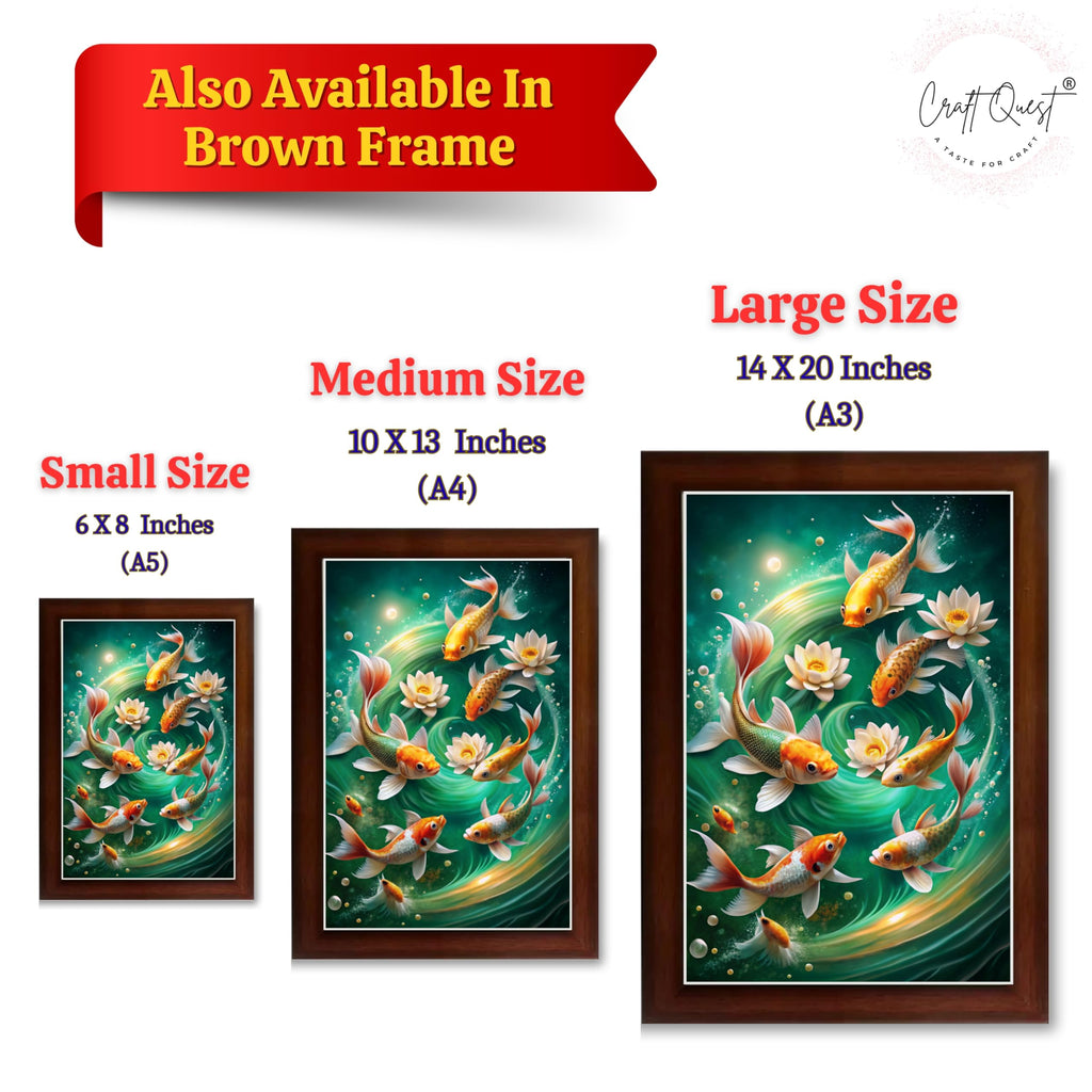 CRAFT QUEST Vastu Fishes Painting With Floating Frame Home Office Wall Decor | Paintings for Home Decoration, Living room, Bedroom and Office Décor