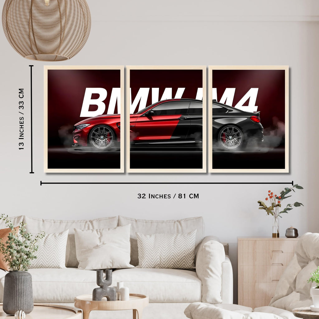 VENUXE ARTS Set Of 3 Big Sports Cars Framed Posters Gift Items for Boys Room Wall Decoration Bedroom Living Room Office Studio Décor | Car Poster Frame for Wall Décor