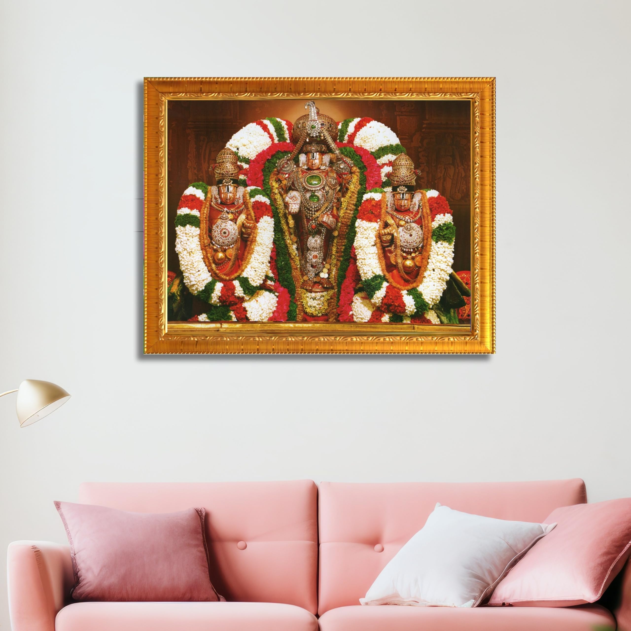 CRAFT QUEST Tirupati Balaji with Padmavati Photo Frame; sri; Venkateshwara; Wall Photo Frame | South God Frame for Home, Office, Temple & Gifting