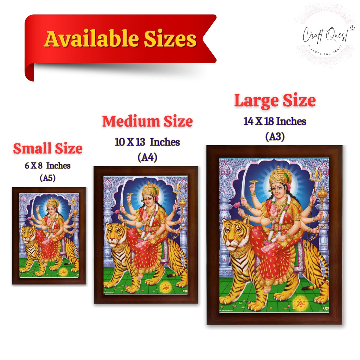CRAFT QUEST Durga Mata Nav Navdurga Wall Painting Framed Home and Office Decor Items