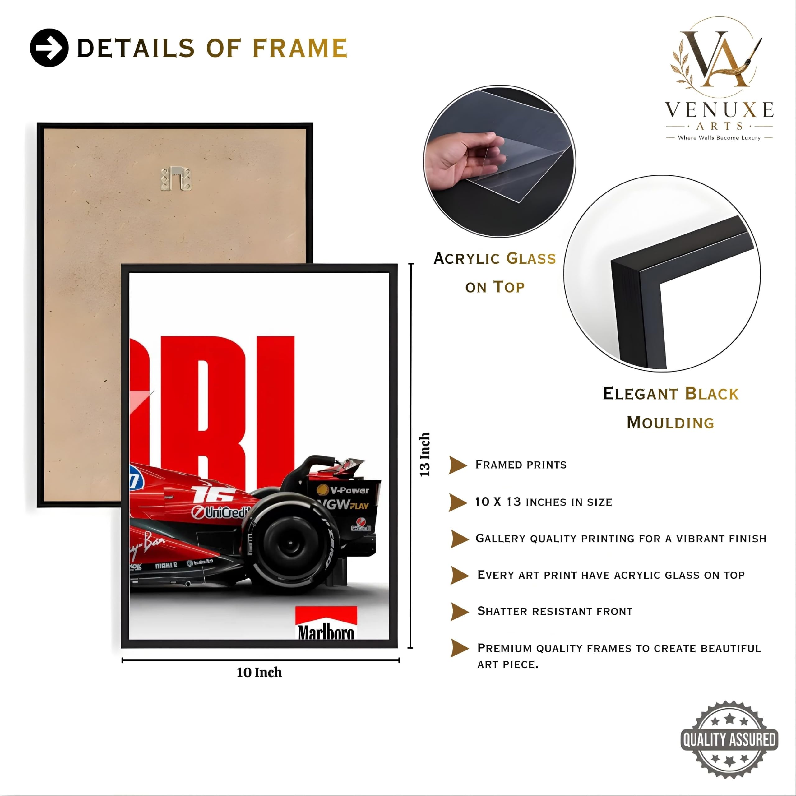 VENUXE ARTS Set Of 3 Big Sports Cars Framed Posters Gift Items for Boys Room Wall Decoration Bedroom Living Room Office Studio Décor | Car Poster Frame for Wall Décor