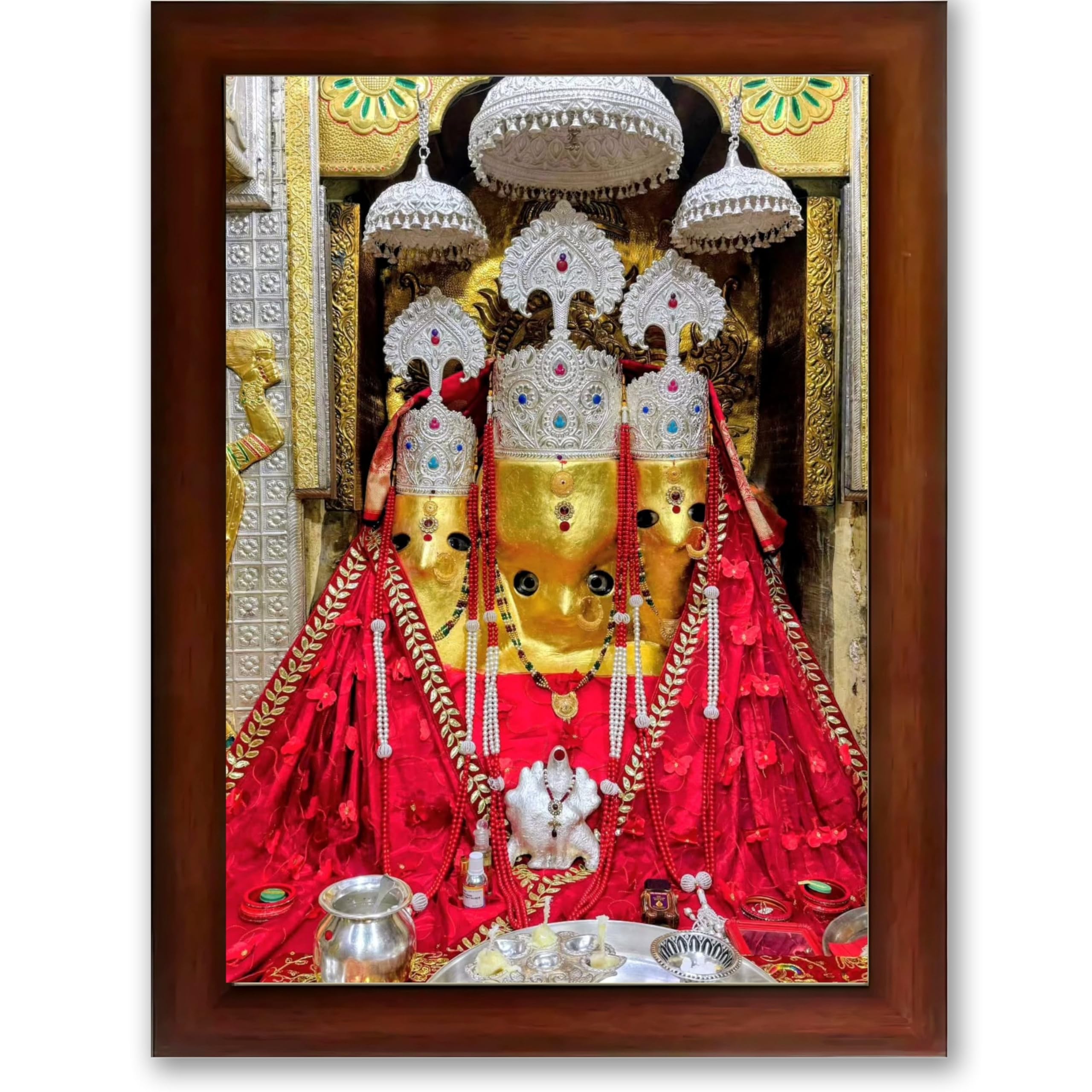 CRAFT QUEST Baglamuklhi maa/mata wodden Religious Photo Frame for Home, Office