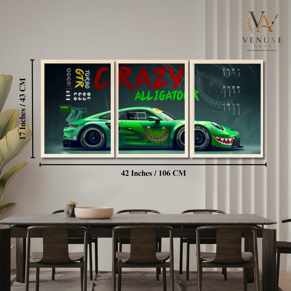 VENUXE ARTS Set Of 3 Big Sports Cars Framed Posters Gift Items for Boys Room Wall Decoration Bedroom Living Room Office Studio Décor | Car Poster Frame for Wall Décor