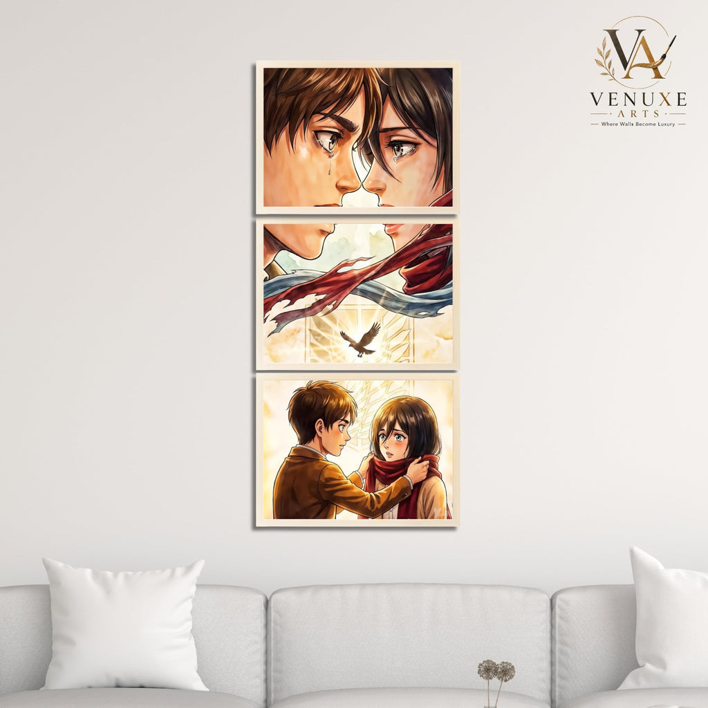 VENUXE ARTS Set Of 3 Anime Characters Wall Framed |Anime Characters Framed Poster for Living Room Bedroom Gaming Room Studio Wall Decor