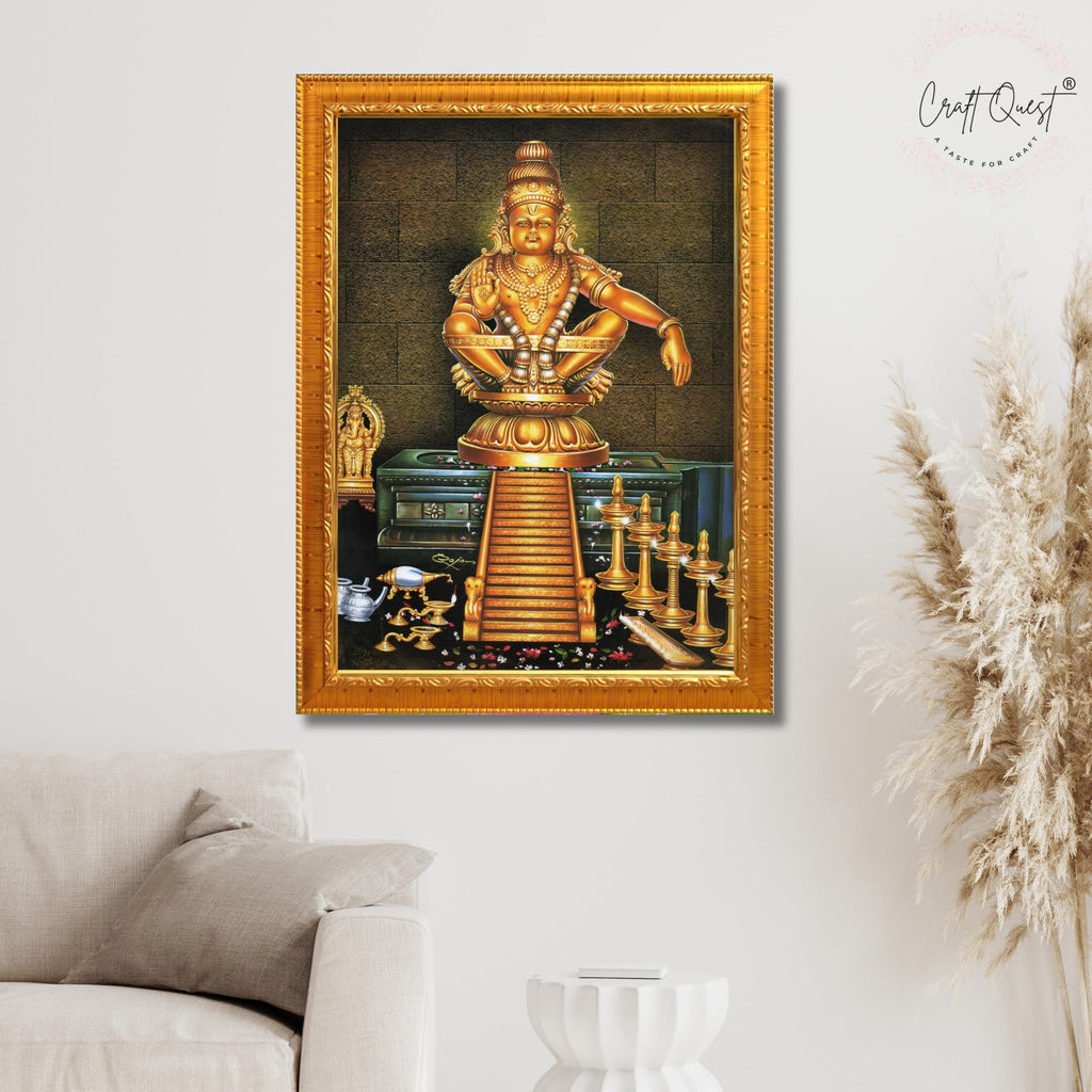 CRAFT QUEST Lord Ayyappa Swamy Ayyappan Iyyappan Photo Frame For Wall Painting,Temple, Pooja, Home Décor Items