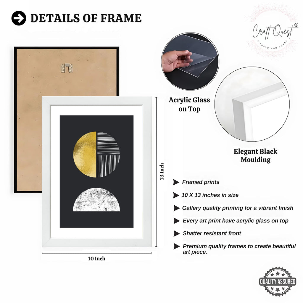 CRAFT QUEST Modern Minimalist Mid Century Abstract Wall Art | Set of 3 Frames for Home Decoration | Ideal for Living Room, Bedroom & Offices