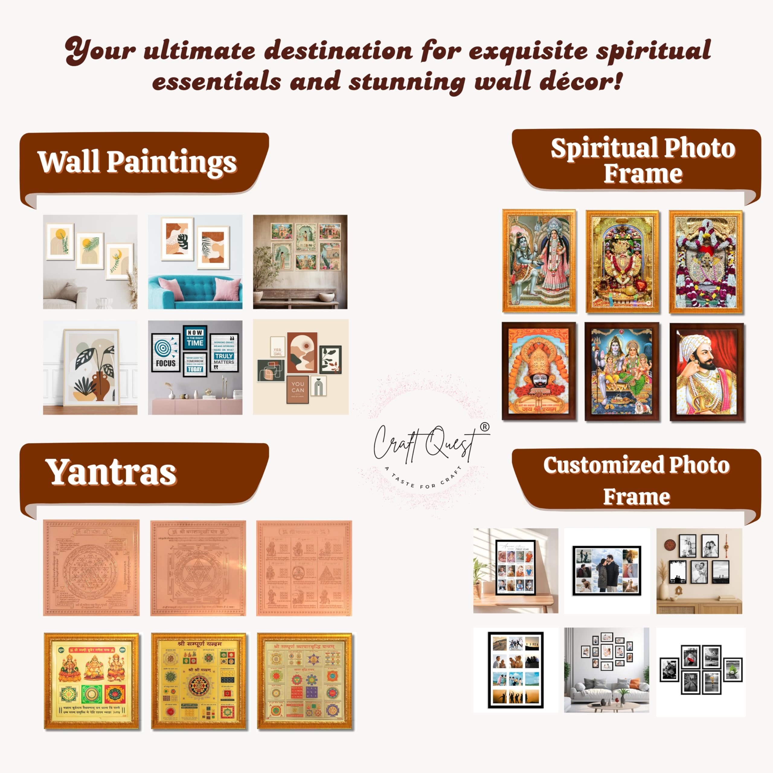 CRAFT QUEST Modern Art Abstract Aureate Geometry Wall Art | Set of 3 Frames for Home Decoration | Ideal for Living Room, Bedroom & Offices