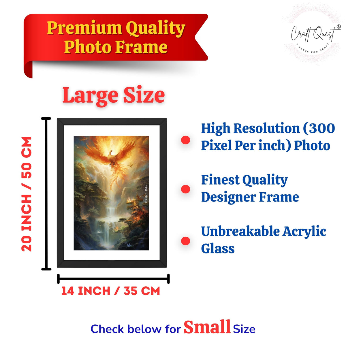CRAFT QUEST Phoenix Bird Painting – Rising Phoenix Vastu Wall Art – Wall Decoration – Positive Energy Painting for Success, Growth & Spiritual Inspiration