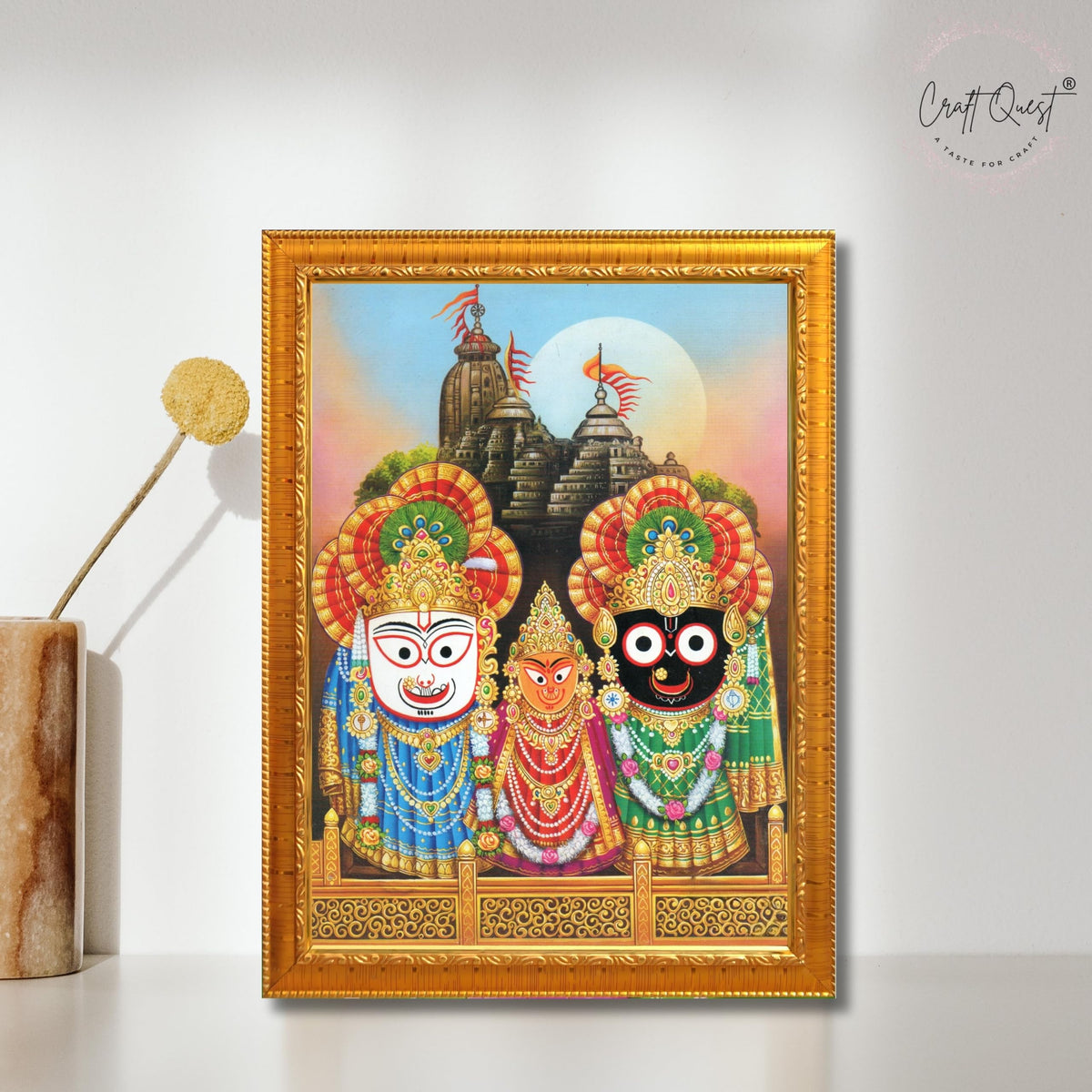 CRAFT QUEST Jagannath Wall Hanging Photo Frame for Pooja Room, Hindu Spiritual Frame for Home, God Temple Decor Gift Item