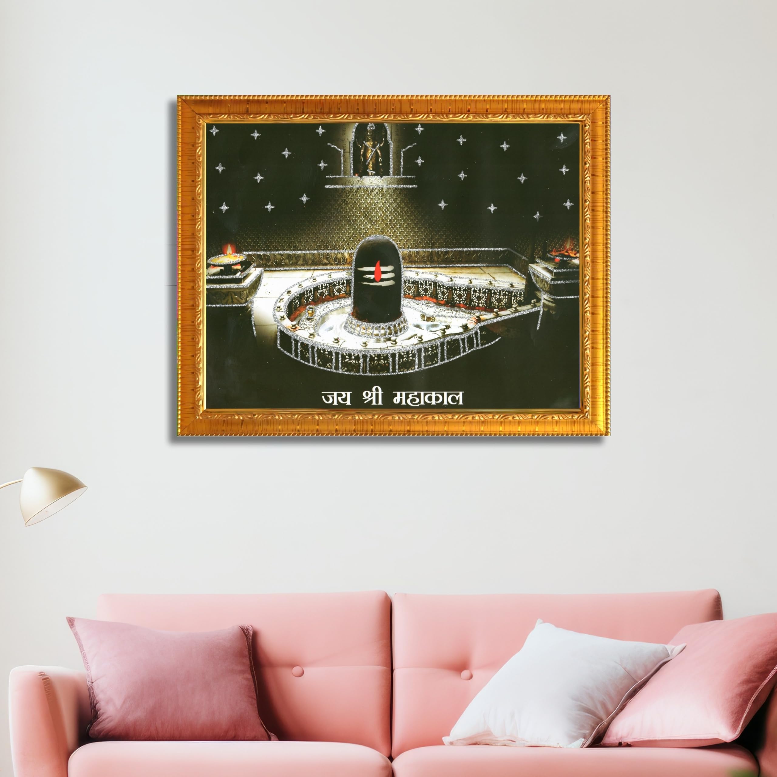 CRAFT QUEST Mahakal Jyotirling Photo With Frame Ujjain Mahakaleshwar Bholenath Photo Frame, Religious Photo Frame