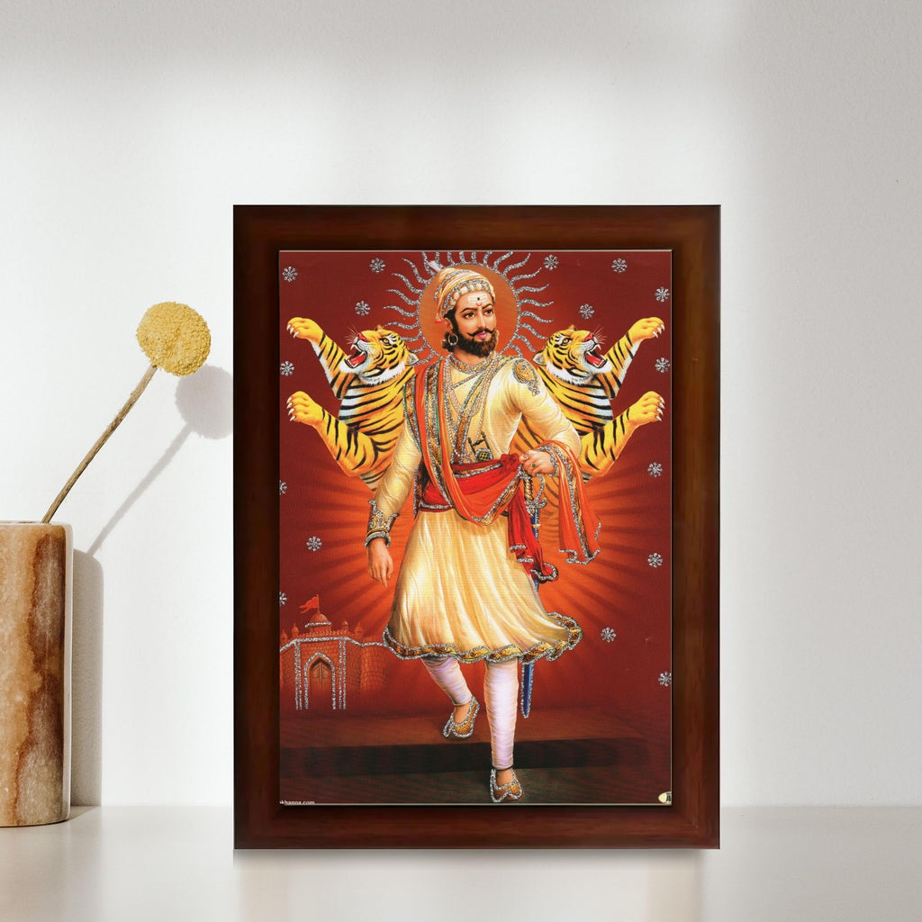 CRAFT QUEST Chhatrapati Shivaji Maharaj photo frame Home Decorative items with synthetic frame (Style 3)