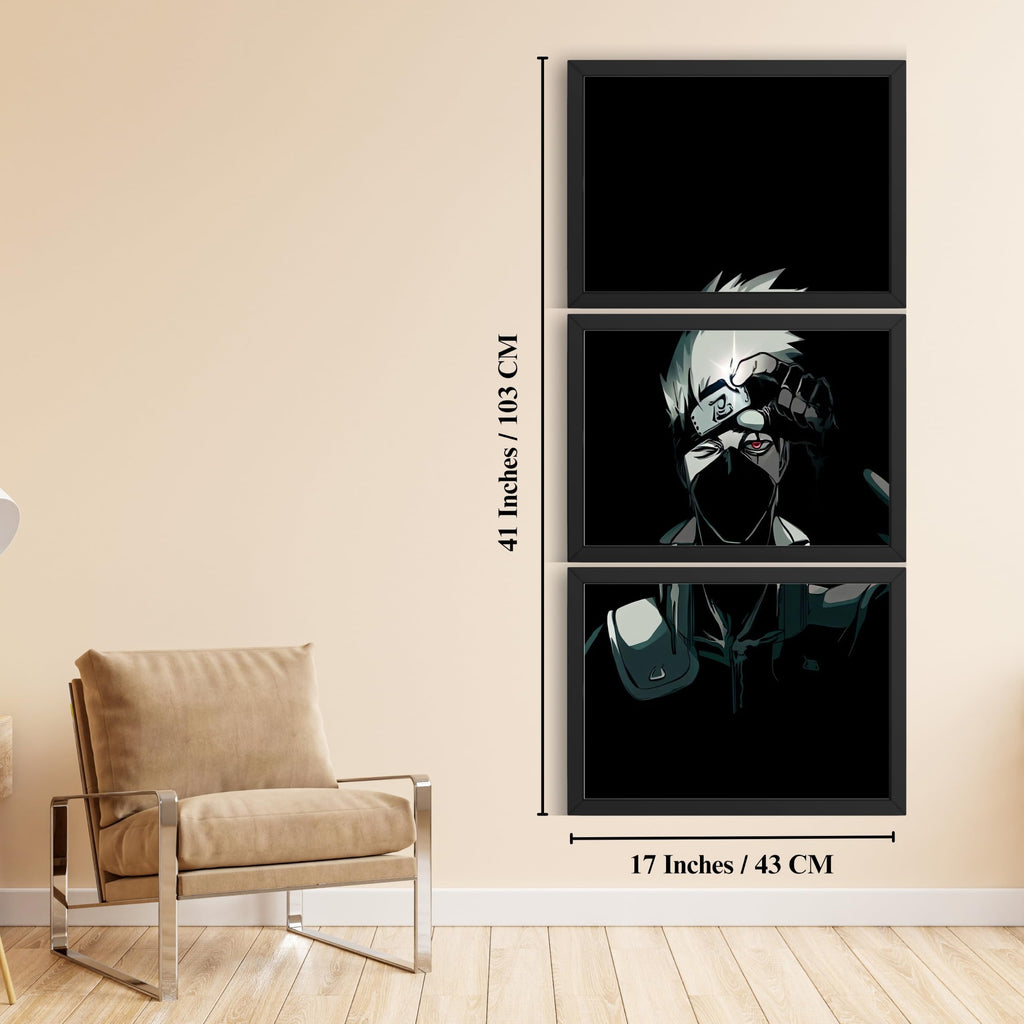 VENUXE ARTS Set Of 3 Anime Characters Wall Framed |Anime Characters Framed Poster for Living Room Bedroom Gaming Room Studio Wall Decor