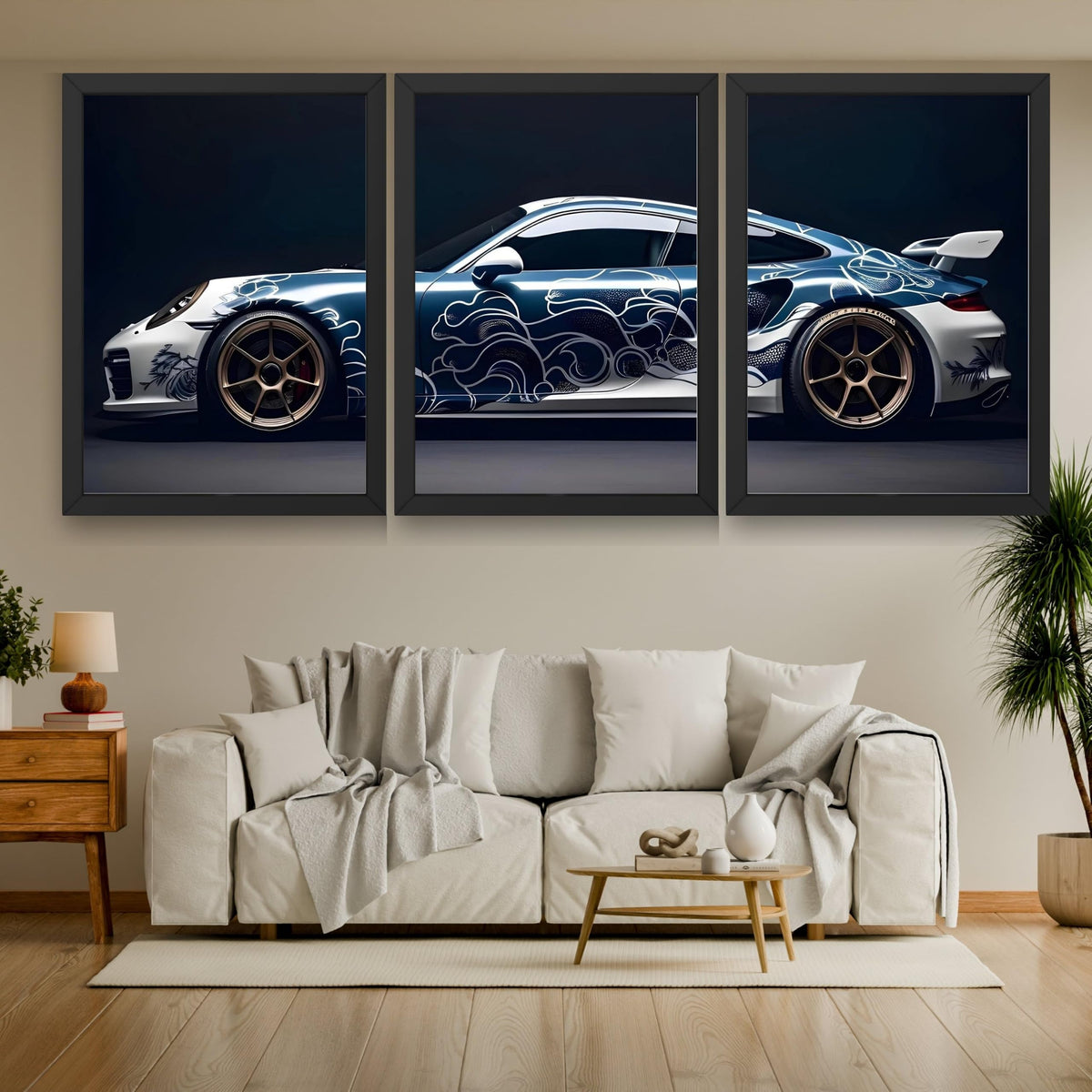 VENUXE ARTS Set Of 3 Big Sports Cars Framed Posters Gift Items for Boys Room Wall Decoration Bedroom Living Room Office Studio Décor | Car Poster Frame for Wall Décor