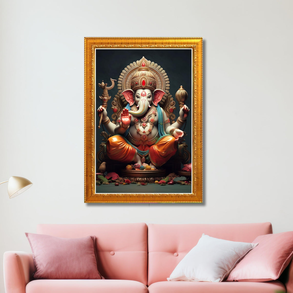CRAFT QUEST Lord Ganesha Modern Wall Art Painting With Frame For Pooja, Home and Office Decor,