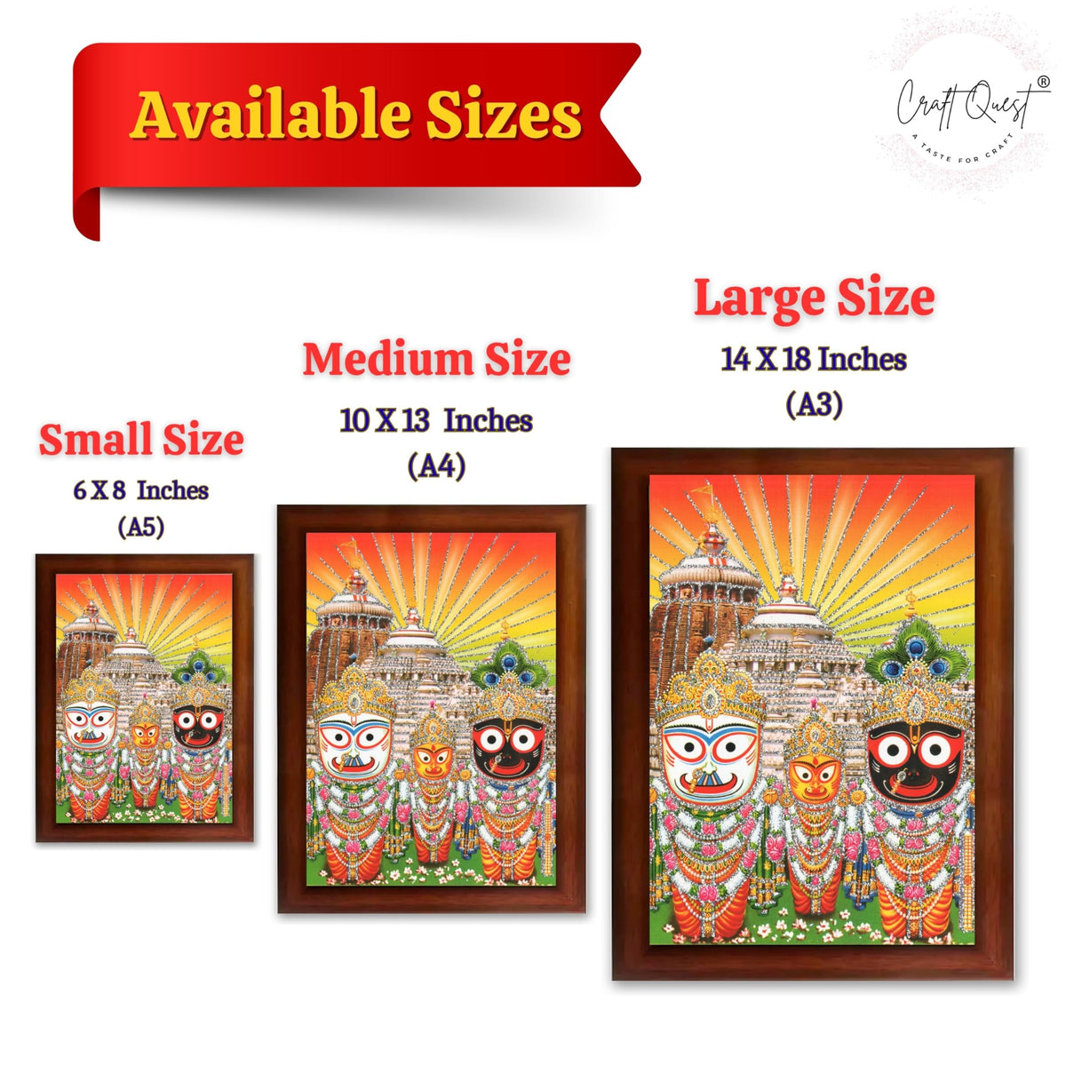 CRAFT QUEST Jai Jagannath Wall Hanging Photo Frame for Pooja Room, Hindu Spiritual Frame for Home, God Temple Decor Gift Item