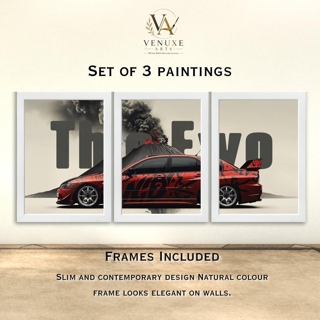 VENUXE ARTS Set Of 3 Big Sports Cars Framed Posters Gift Items for Boys Room Wall Decoration Bedroom Living Room Office Studio Décor | Car Poster Frame for Wall Décor