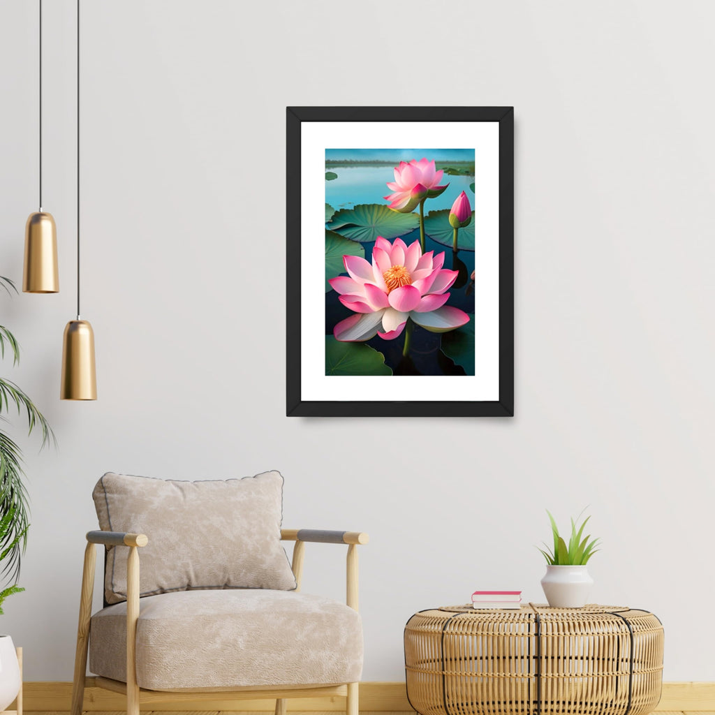 CRAFT QUEST Lotus Photo Frame Wall Vastu,Lotus Flower, Kamal Phool Painting for Vastu | Paintings for Home Decoration, Living room, and Office Décor