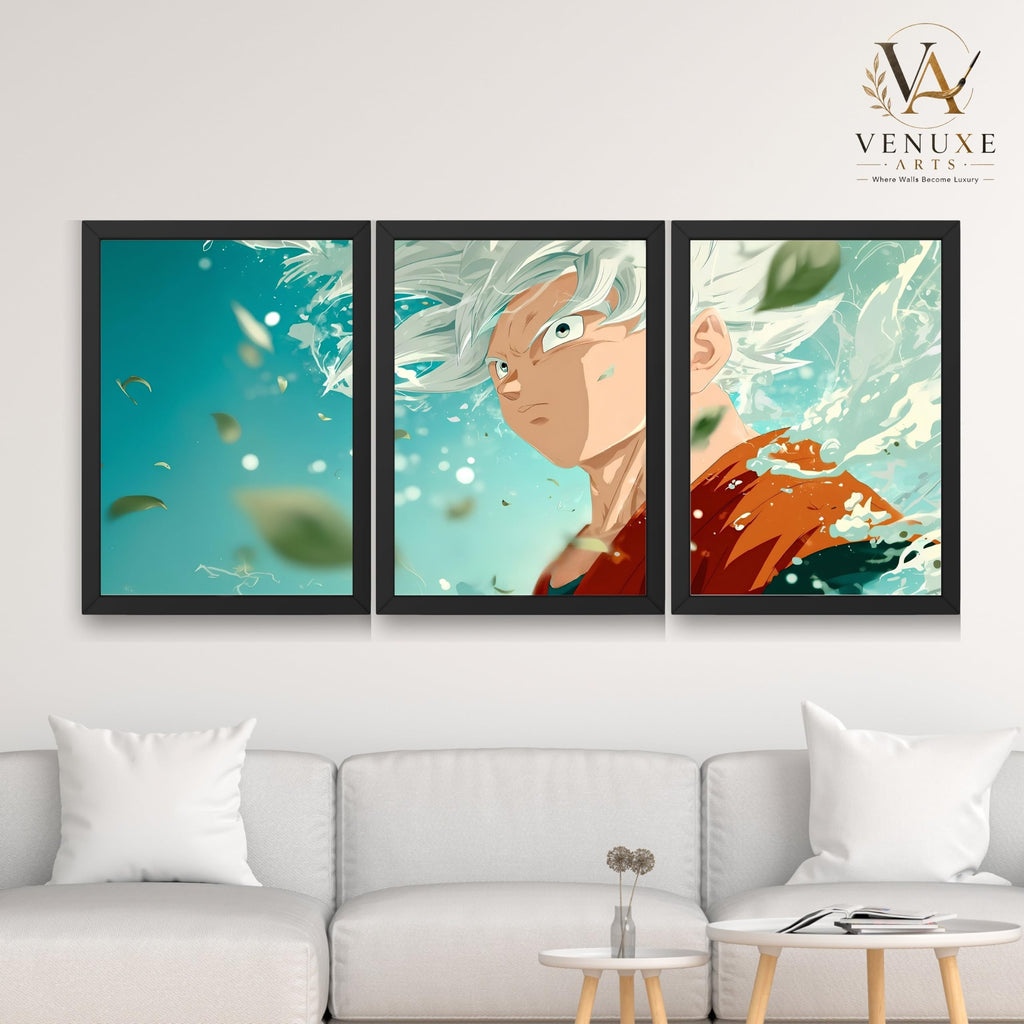 VENUXE ARTS Set Of 3 Anime Characters Wall Framed |Anime Characters Framed Poster for Living Room Bedroom Gaming Room Studio Wall Decor